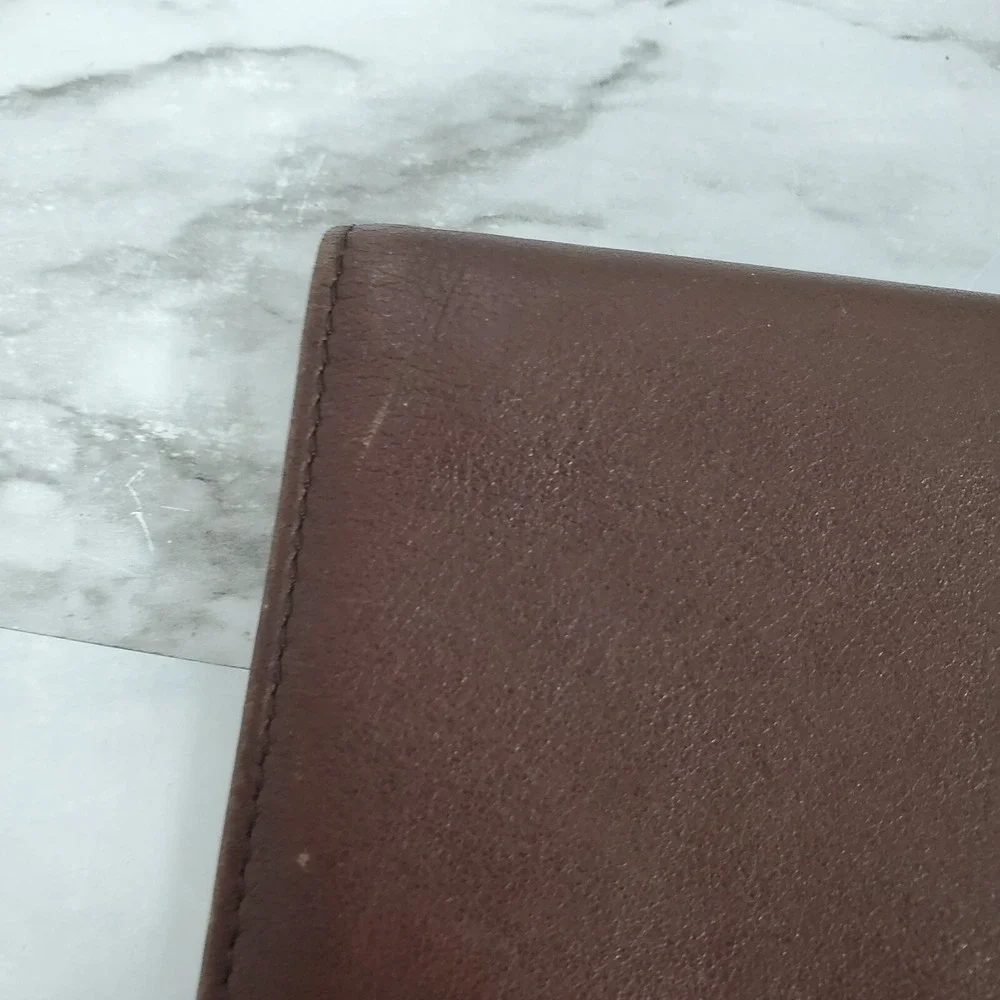TUMI‎ Brown Leather Long Bifold Wallet Organizer Multiple Card Slots & ID Window